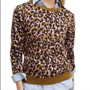 J.Crew Women’s Leopard Print Crew Neck Sweater in Brown & Navy Sz S